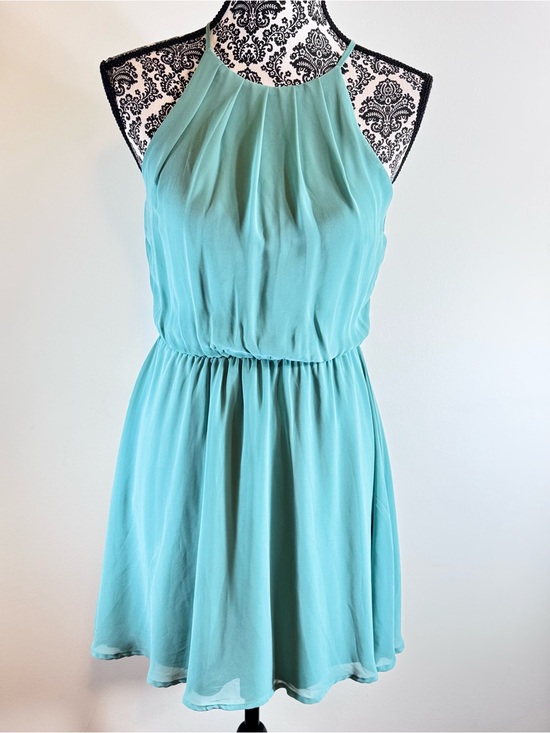 Lush Dresses & Skirts - Lush Aqua Green Halter Light Flowy Mini Skater Dress size XS